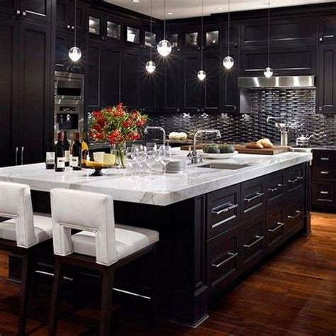 22+ Stunning Elegant Black Kitchen Island Ideas Classy Home #kitchens #kitchendesign # ...