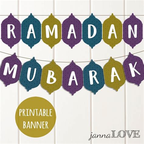 Printable RAMADAN MUBARAK Banner in Patterned Lantern Cutouts Islamic Event/ Party Decor Bunting ...