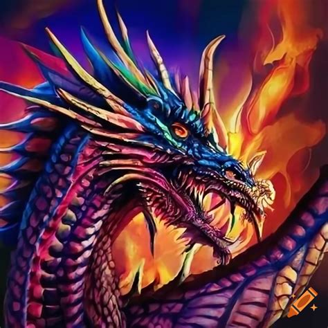 Colorful historical dragon artwork