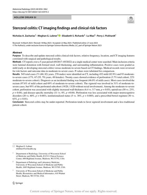 Stercoral colitis: CT imaging findings and clinical risk factors ...