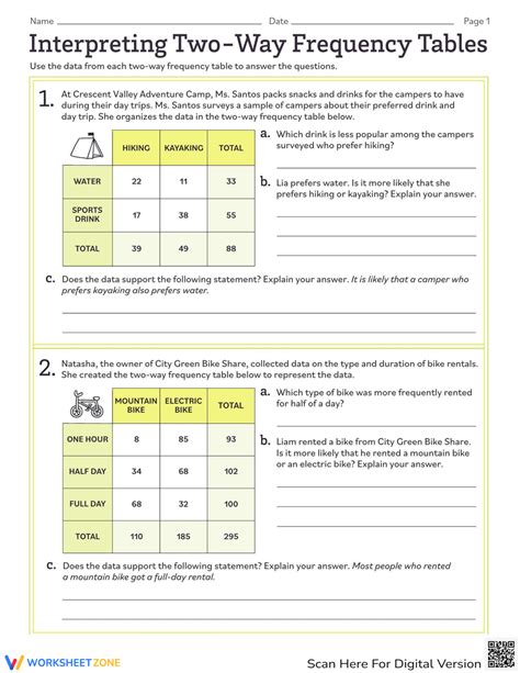 Two Way Relative Frequency Table Worksheet Pdf | Cabinets Matttroy