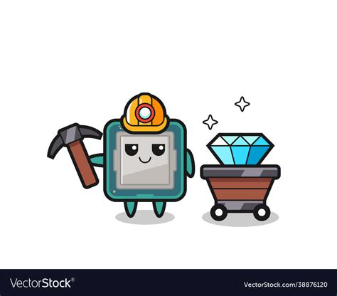 Character processor as a miner Royalty Free Vector Image