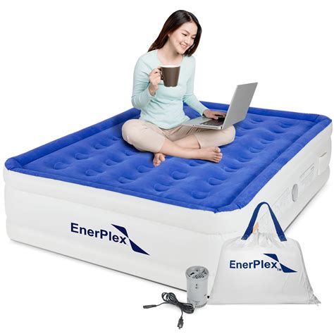 EnerPlex Queen Air Mattress with Pump - Double Height, Portable, Inflatable Blow Up Mattress ...