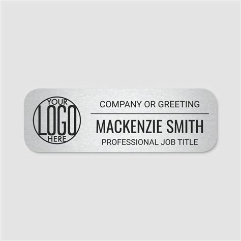 Corporate Logo Professional Employee Faux Silver Name Tag | Corporate ...