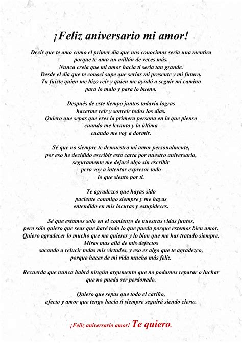 CARTA de Aniversario Original ?¡Feliz aniversario MI AMOR, MI VIDA!