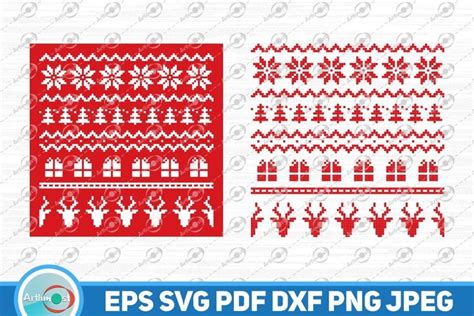 Christmas Ugly Sweater Pattern SVG, Xmas Seamless Pattern