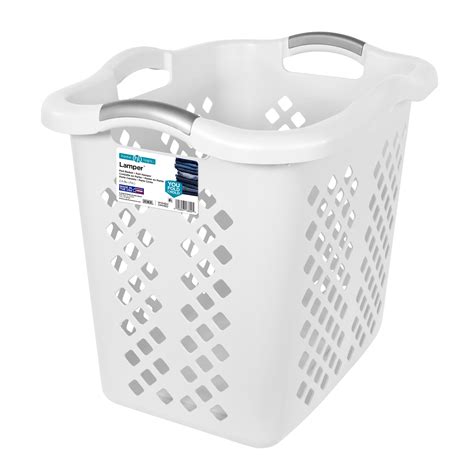 Home Logic 2 Bushel Lamper Laundry Basket with Silver Handles, White ...