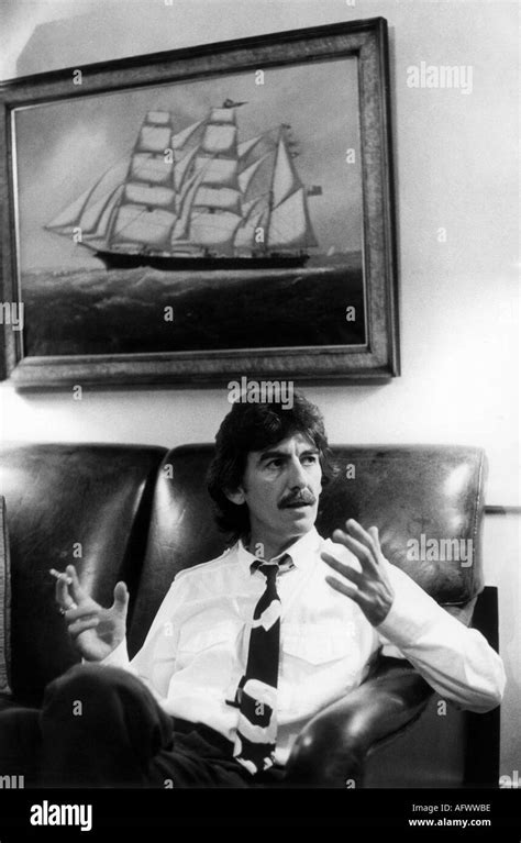 George Harrison portrait in his office London 1982. Former Beatle.1980s UK HOMER SYKES Stock ...