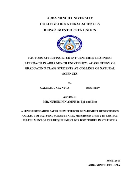 (PDF) FACTORS AFFECTING STUDENT CENTERED LEARNING APPROACH IN ARBA MINCH UNIVERSITY: ACASE STUDY ...