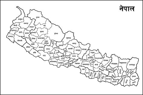 Map of Nepal with district names in Nepali | Clipart Nepal