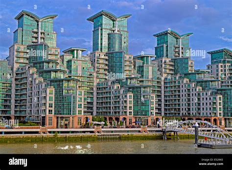 View of the St George Wharf riverside development situated next to ...