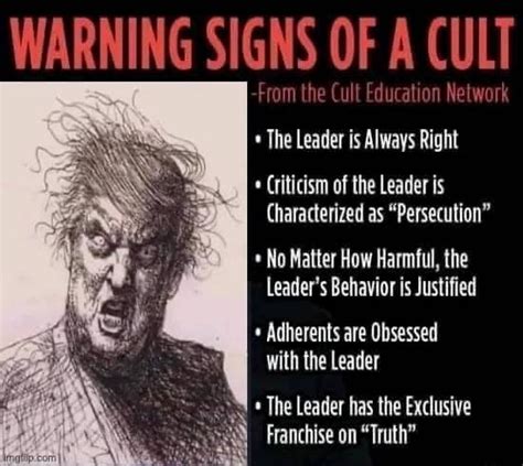 Warning Signs of a Cult! And all the easier to lead you cons around by the nose...