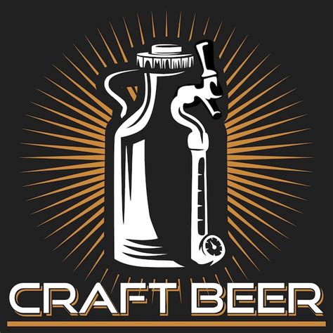 Premium Vector | Craft beer logo- illustration, emblem brewery design on dark background.