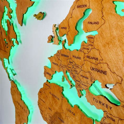 LED Illuminated Wooden World Map Classic - Etsy