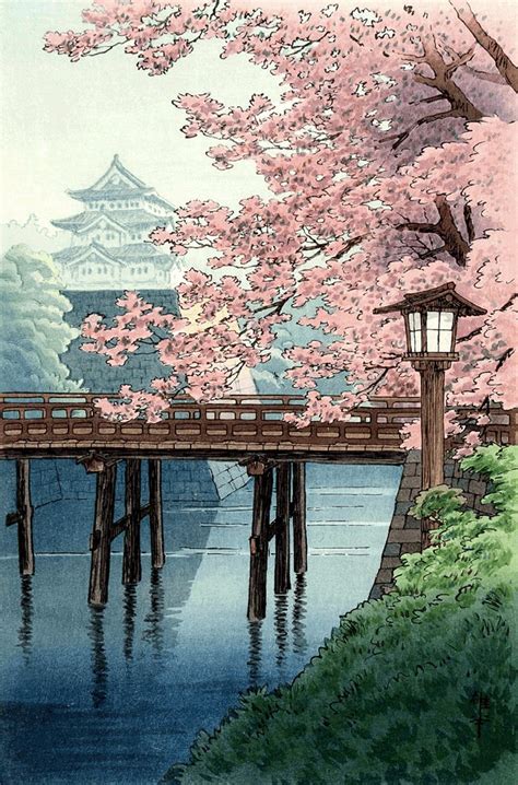 Japanese Art Woodblock Art Prints Temple Cherry Blossoms Ito | Etsy UK