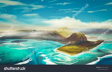 Mauritius Painting Landscape Stock Illustration 1262151856 | Shutterstock