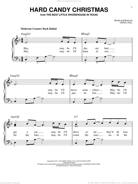 Parton - Hard Candy Christmas sheet music for piano solo