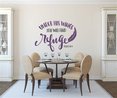 Psalms wall decal Christian wall art, psalm 91 4, Christian decal, Christian wall decor, Under ...