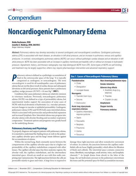 Noncardiogenic Pulmonary Edema