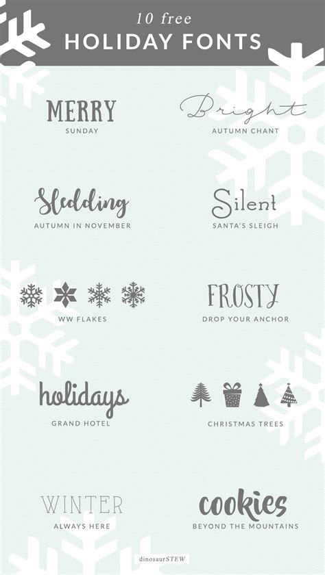 snowflakes and holiday font styles for the holidays