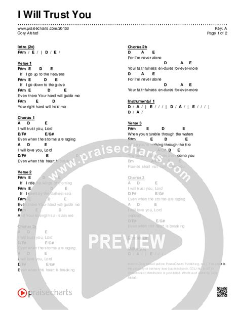 I Will Trust You Chords PDF (Cory Alstad) - PraiseCharts