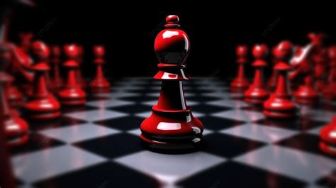 3d Rendering And Illustration Red Chess Piece Surrounded By Black In Mid Fall Background, Chess ...