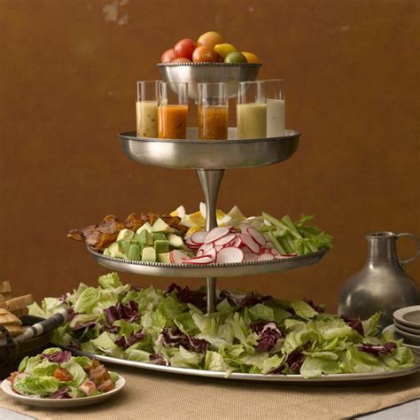 Tiered Salad Bar. like the serving of dressing in small glasses. | food ideas | Pinterest ...