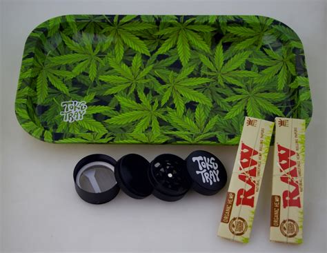 Weed Leaf Rolling Tray Set With Grinder and Raw Rolling | Etsy