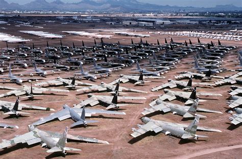 Aerial view of B-52 Stratofortress bombers at the Aerospace Maintenance and Regeneration Center ...