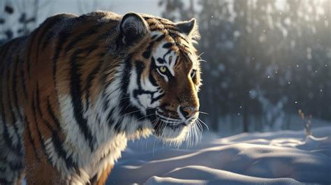 Premium AI Image | A tiger walking in the snow