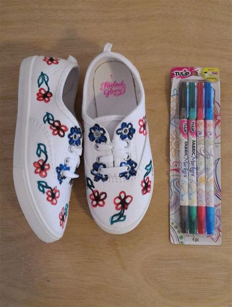 Tulip Fabric Markers on Faded Glory White Sneakers | Tulip fabric ...