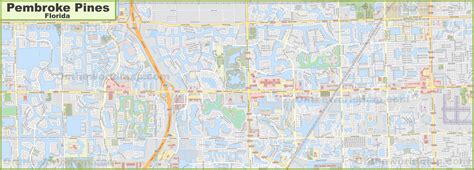 Large detailed map of Pembroke Pines - Ontheworldmap.com