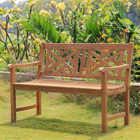 Cambridge Casual 4 ft. Maine Natural Teak Wood Outdoor Bench 140790-TW ...