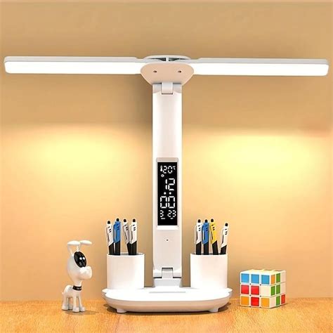 Table Lamp LED Double-headed Multifunction Foldable Touch With Calendar ...