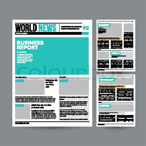 Newspaper Design Template Vector. ... | Stock vector | Colourbox