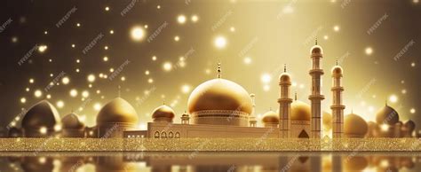 Premium AI Image | The Golden Islamic Mosque Background