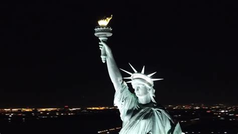 Statue of Liberty at Nighttime Stock Footage Video (100% Royalty-free ...