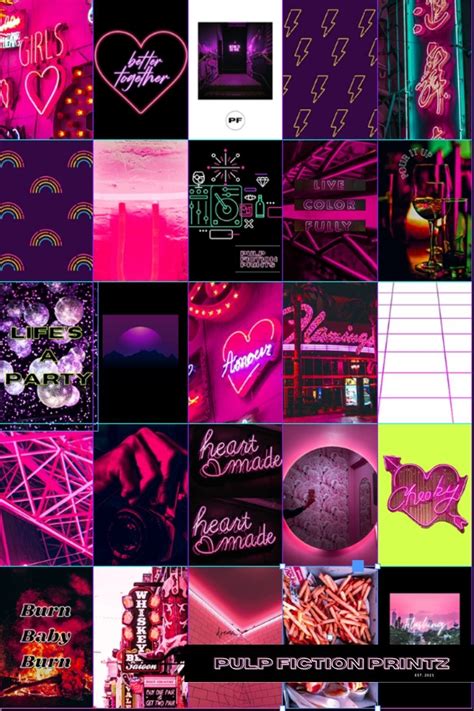 Neon Lights Aesthetic Wall Collage Kit Pink and Red Neon | Etsy | Wall ...