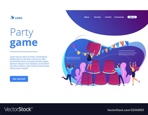 Party game concept landing page Royalty Free Vector Image