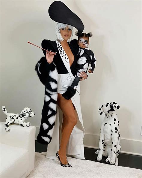 Khloé Kardashian and True Dress As Cruella de Vil and a Dalmatian