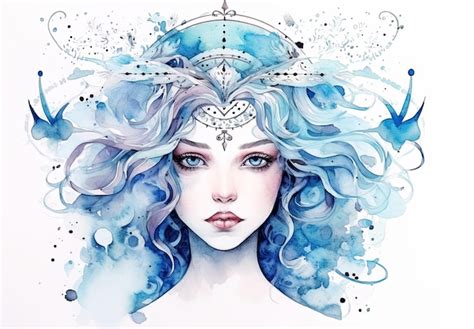 Premium AI Image | The zodiac sign of Virgo Watercolor woman portrait