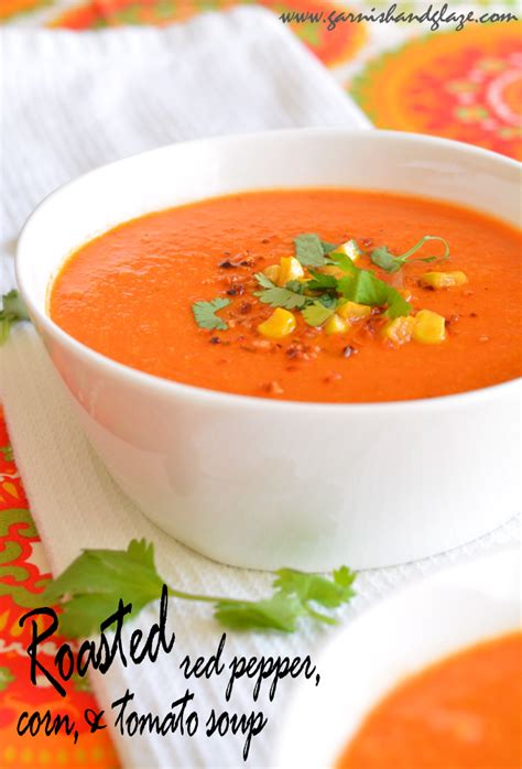 Roasted Red Pepper, Corn and Tomato Soup