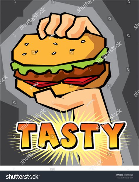 Hand Holding Burger Graphic Stock Vector (Royalty Free) 110416820 | Shutterstock