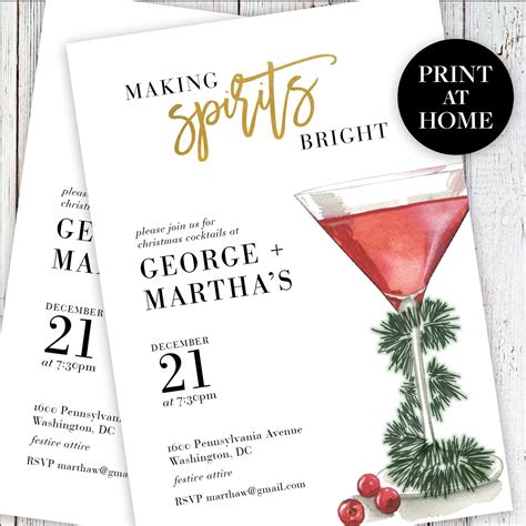 Christmas Cocktail Party Invitation Print at Home | Etsy