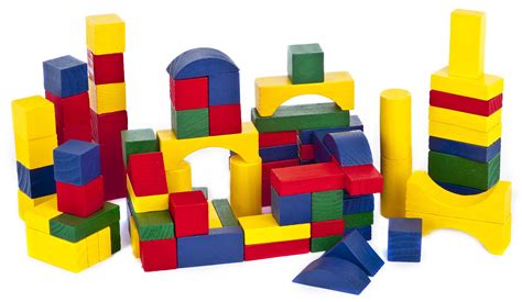 100 Pieces Classic Wooden Construction Building Blocks Bricks Kids Toy Set Xmas | eBay