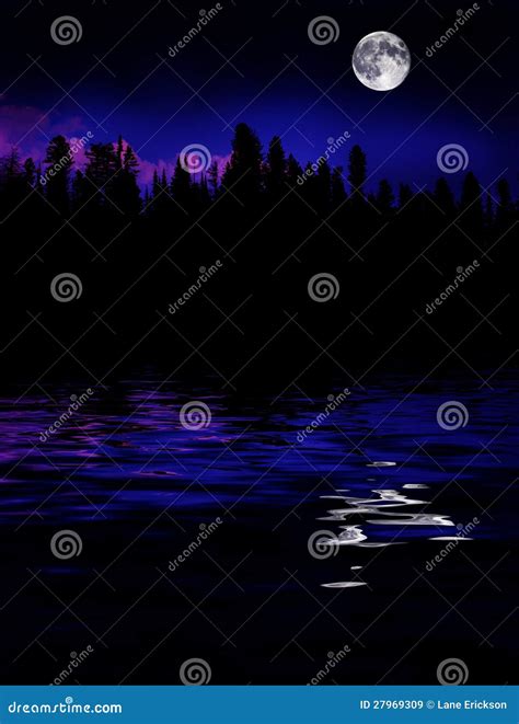 Forest Moonrise Reflection stock image. Image of moon - 27969309