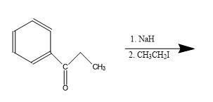 Draw the major organic product for the reaction of 1-phenylpropan-1-one with sodium hydride ...