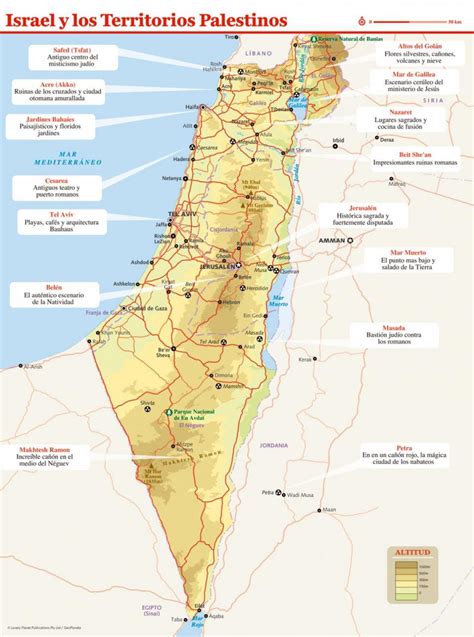 Mapa de Israel y los Territorios Palestinos - Lonely Planet