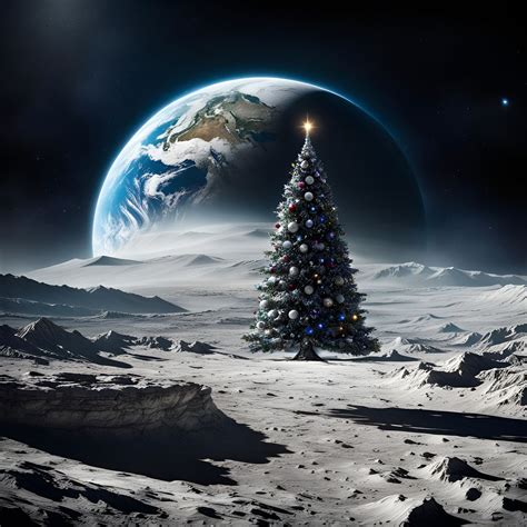 a NASA themed Christmas tree on the moon as seen from the Apollo ...