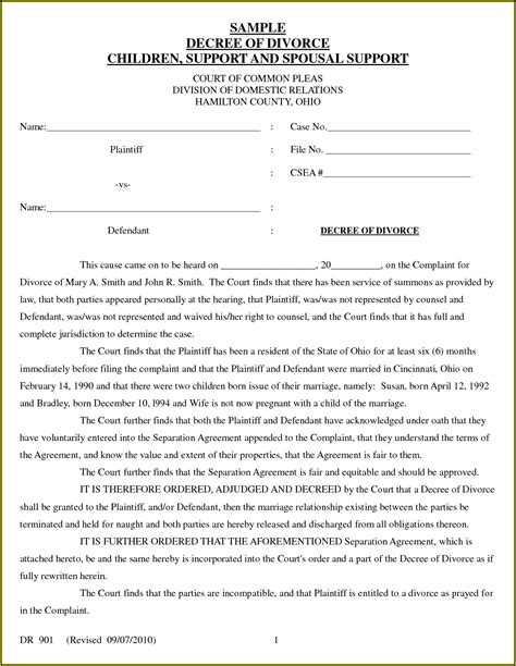 Final Divorce Decree Template - Form : Resume Examples #MeVRkBj2Do